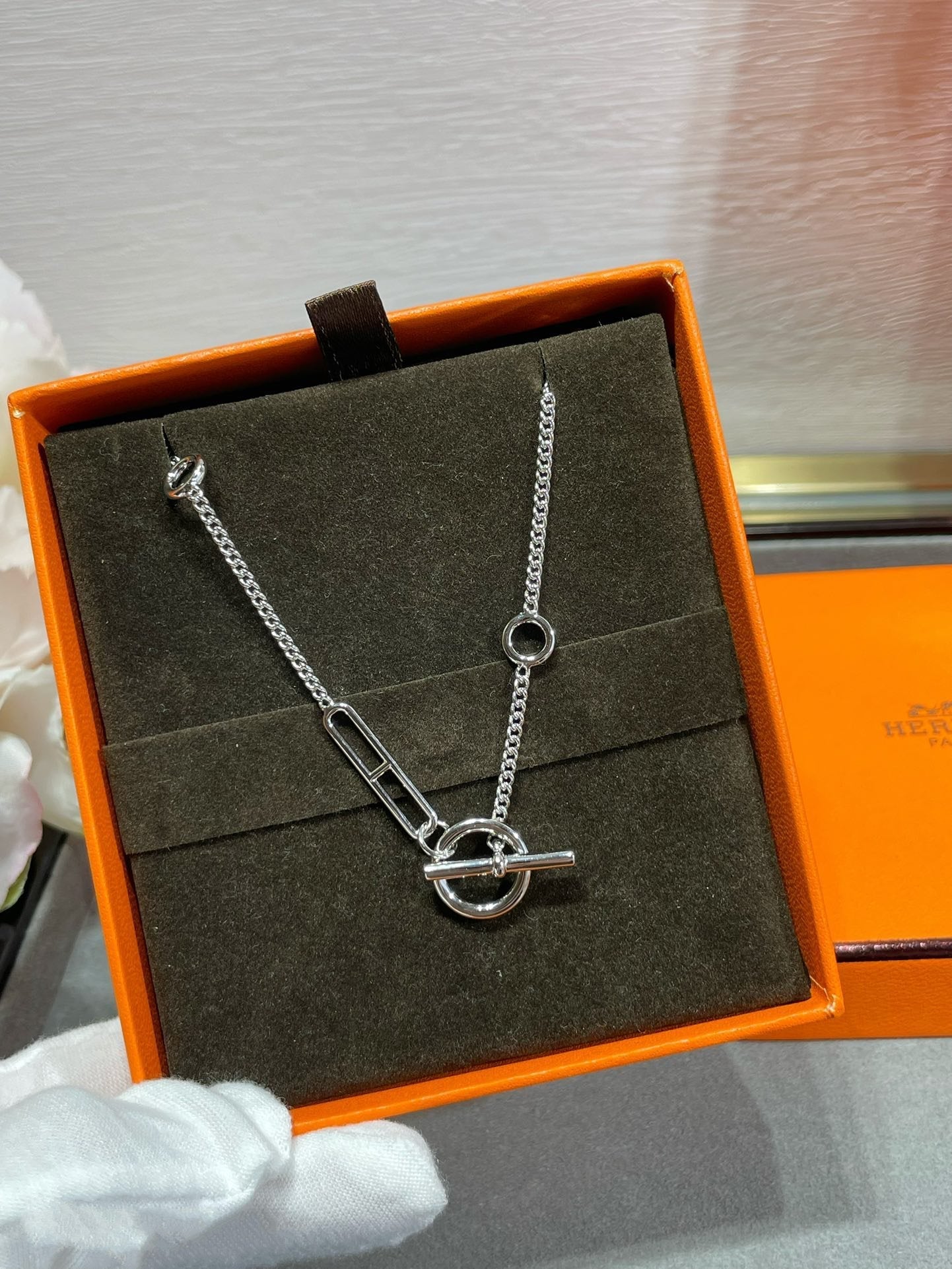 DIANA HM STERLING SILVER CHAINE D'ANCRE HEART