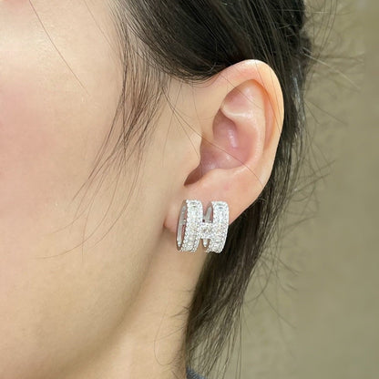 BOUCLES D'OREILLES DIANA H AVEC DIAMANTS ARGENTÉS