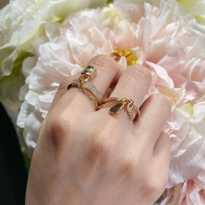DIANA HM KELLY CLOCHETTE DOUBLE RING IN ROSE GOLD WITH DIAMONDS