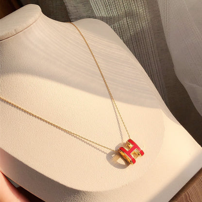 Collier en or émaillé rouge Diana HM Clic