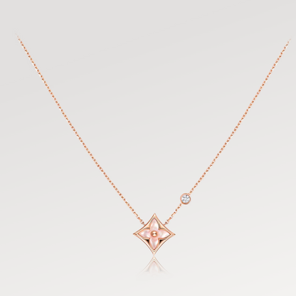 DIANA STAR PINK MOP 1 DIAMOND PINK GOLD NECKLACE
