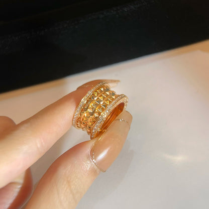 DIANA ZERO 1 ROCK GOLD CERAMIC WITH PAVED DIAMONDS RING