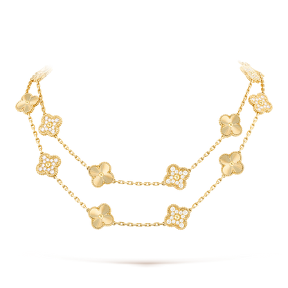 CLOVER 20 MOTIFS LASER DIAMOND NECKLACE