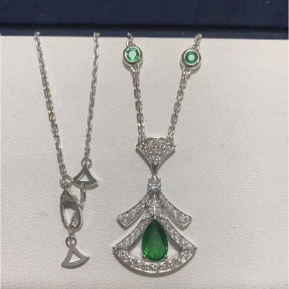 DIANA DREAM NECKLACE MALACHITE DIAMOND SILVER