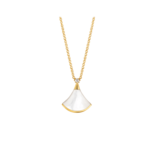 DIANA DREAM NECKLACE WHITE MOP GOLD 1 DIAMOND
