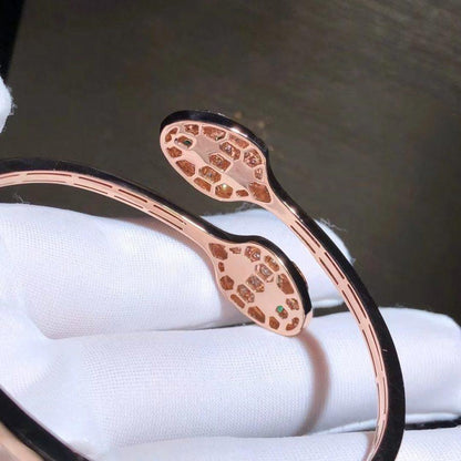 DIANA SERPENTI BRACELET PINK GOLD MALACHITE DIAMOND DOUBLE SNAKE