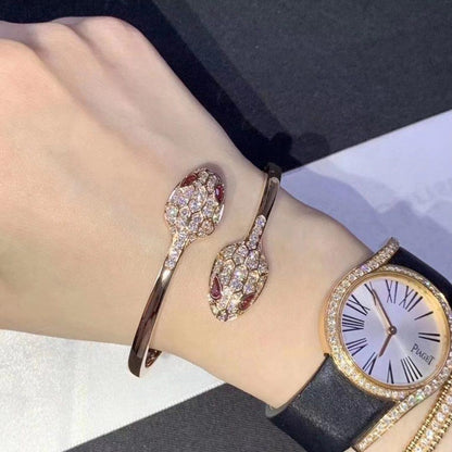DIANA SERPENTI BRACELET PINK GOLD DIAMOND DOUBLE SNAKE