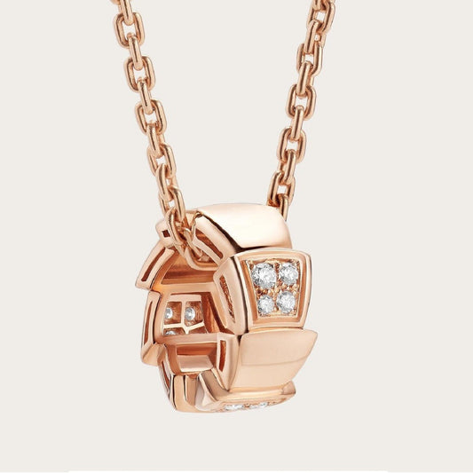 DIANA SERPENTI PEDANT DIAMOND PINK GOLD NECKLACE