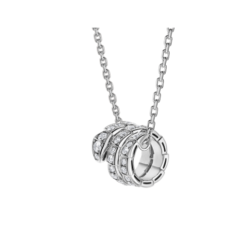 DIANA SERPENTI SILVER NECKLACE DOUBLE RING DIAMOND