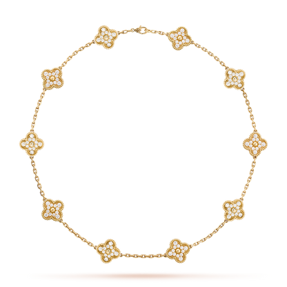 CLOVER 10 MOTIFS DIAMOND NECKLACE