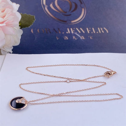 DIANA AMULETTE ROSE GOLD ONYX NECKLACE