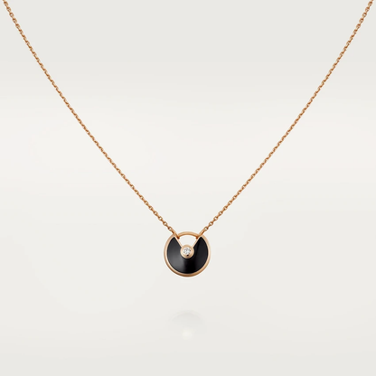 DIANA AMULETTE ROSE GOLD ONYX NECKLACE