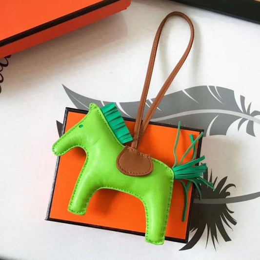 HM Rodeo Horse Bag Charm In Fruit Green Mix Camarel/Green Leather