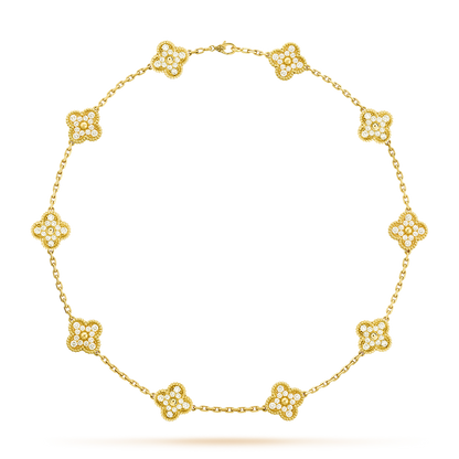 CLOVER 10 MOTIFS DIAMOND NECKLACE