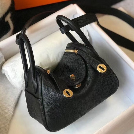 HM Mini Lindy 20cm Black Clemence Leather