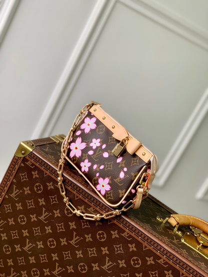 LV x TM Pochette Accessoires 22cm Sakura Brown Cherry Blossom Monogram Canvas