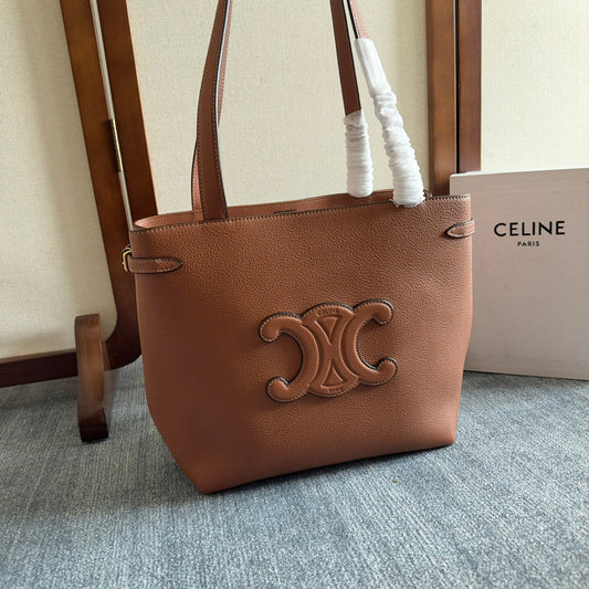 SMALL CABAS ANA?S CUIR TRIOMPHE 28 IN BRONZE ORANGE GRAINED CALFSKIN