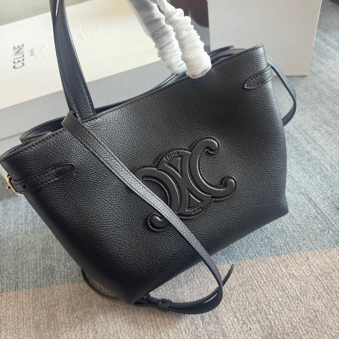 MINI CABAS ANA?S CUIR TRIOMPHE 20 IN BLACK GRAINED CALFSKIN