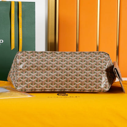 saint louis pm 34cm brown khaki canvas chevroches calfskin