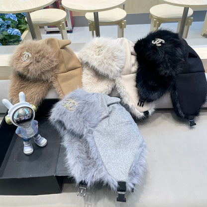 TRAPPER HAT IN WHITE SUEDE AND LAMB FUR 429971