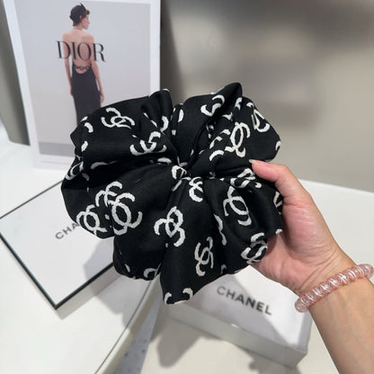 BLACK MONOGRAM FABRIC SCRUNCHIE 412544