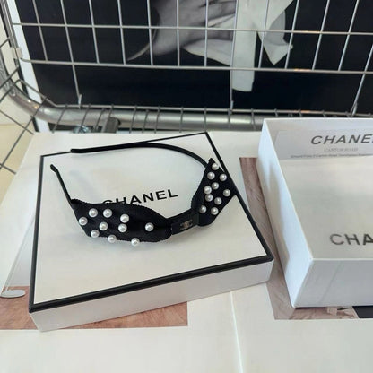 BLACK FABRIC WITH PEARLS HAIRBAND 415960