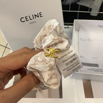 BEIGE MIX LIGHT BROWN SILK SCRUNCHIE 420675