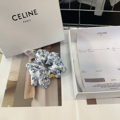 WHITE MIX CLASSIC BLUE SILK SCRUNCHIE 420676