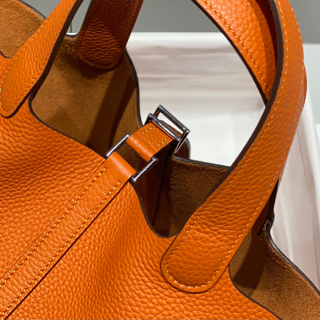 picotin lock dark orange togo leather gold hardware