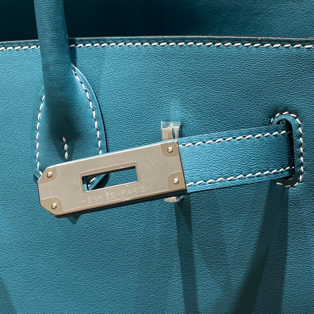 HM Shoulder Birkin 29 Teal Blue Leather 222333