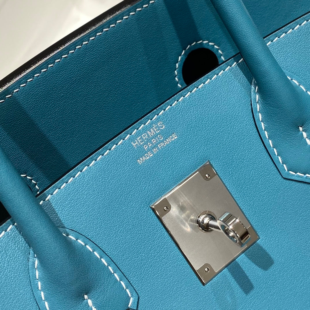 HM Shoulder Birkin 29 Teal Blue Leather 222333