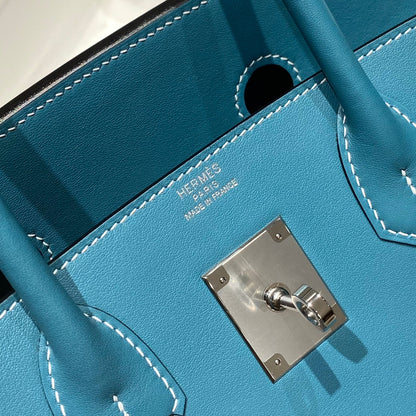 HM Shoulder Birkin 29 Teal Blue Leather 222333