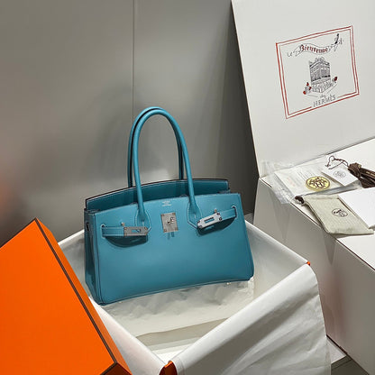 HM Shoulder Birkin 29 Teal Blue Leather 222333