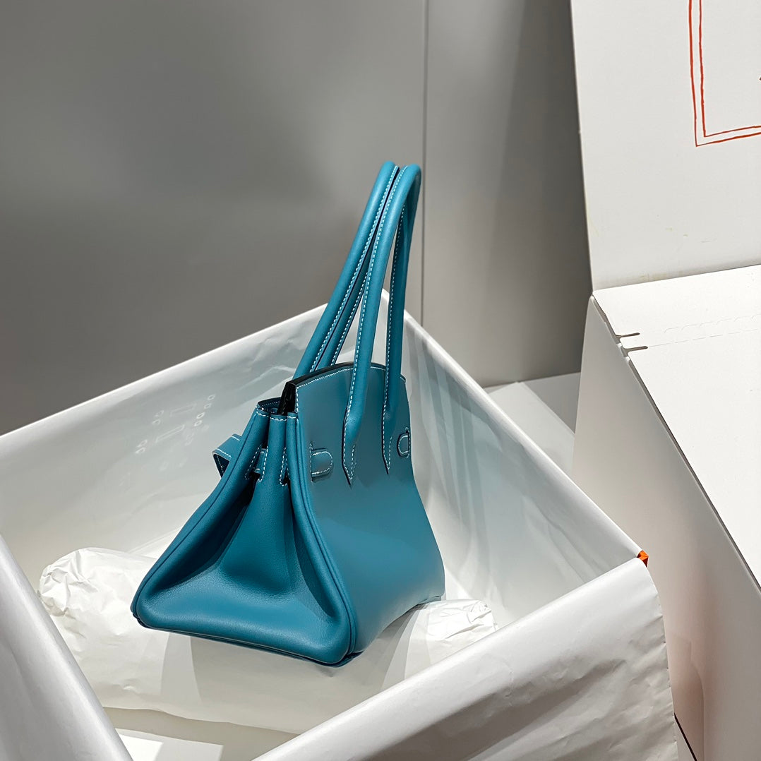 HM Shoulder Birkin 29 Teal Blue Leather 222333