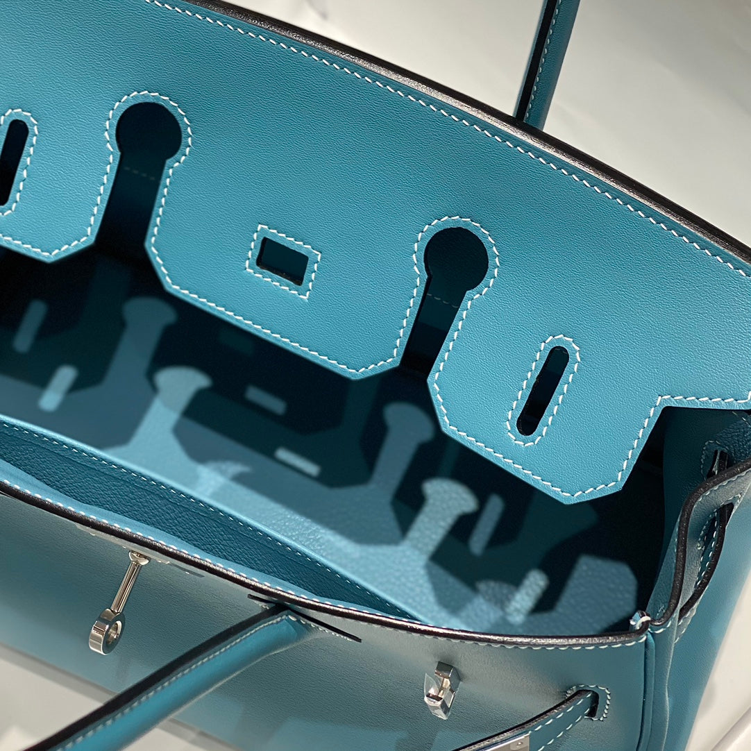 HM Shoulder Birkin 29 Teal Blue Leather 222333