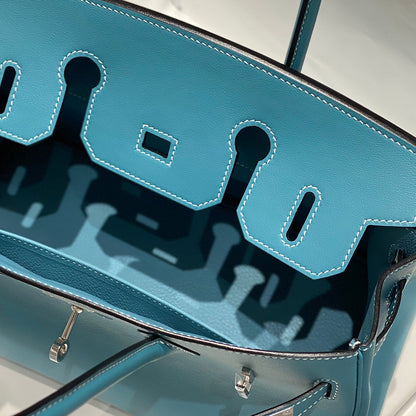 HM Shoulder Birkin 29 Teal Blue Leather 222333