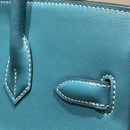 HM Shoulder Birkin 29 Teal Blue Leather 222333