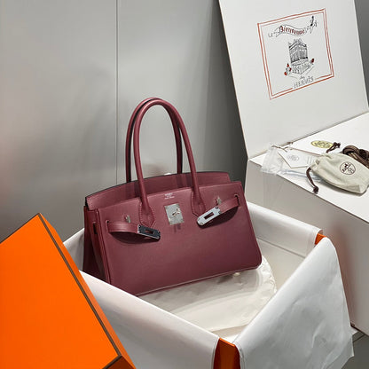 HM Shoulder Birkin 29 Wine Red Brown Leather 222339