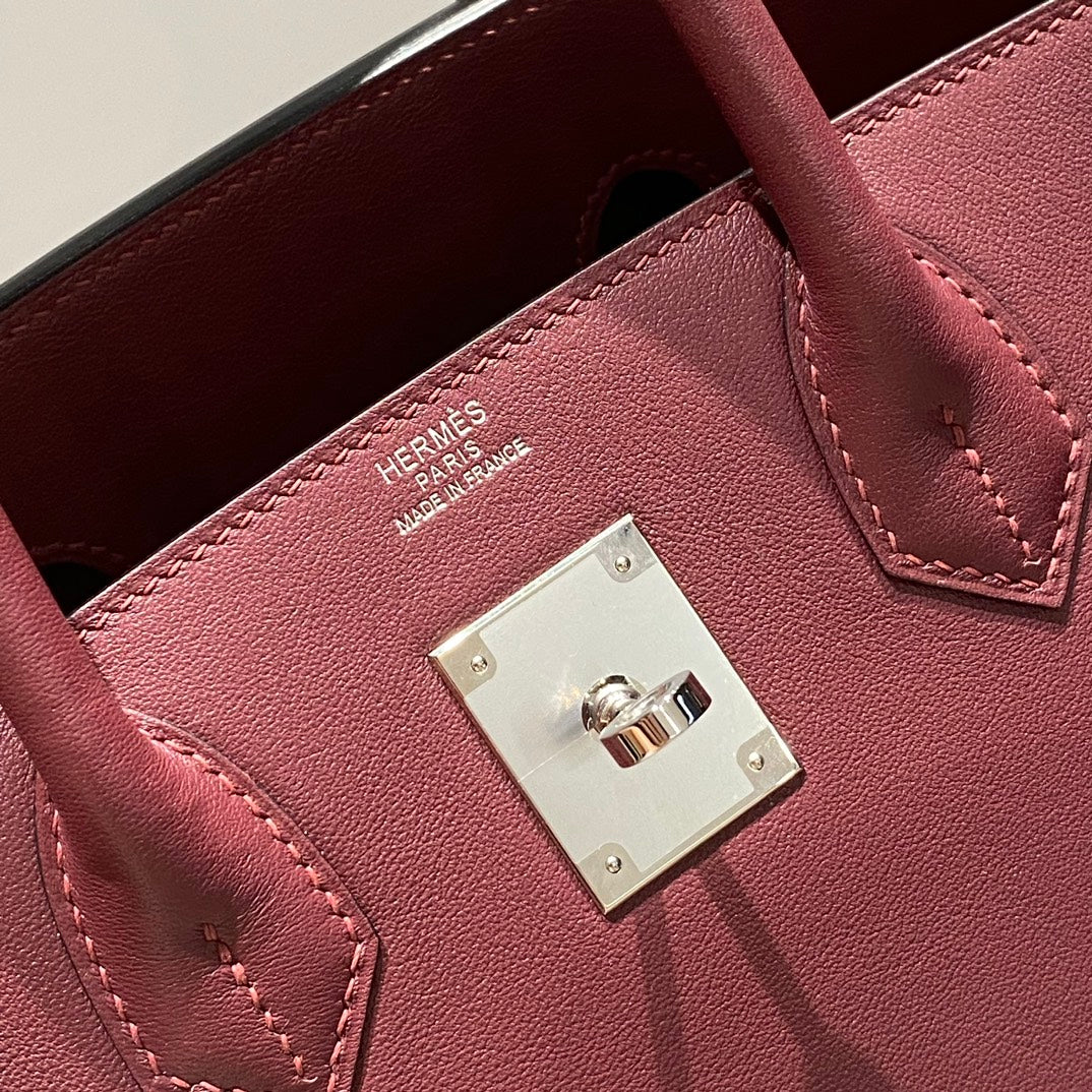 HM Shoulder Birkin 29 Wine Red Brown Leather 222339