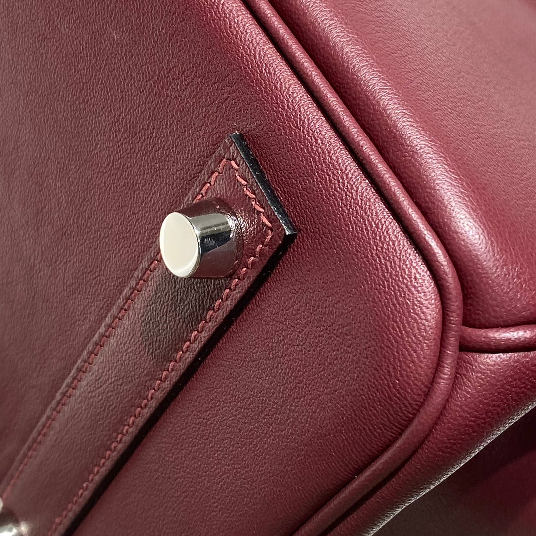 HM Shoulder Birkin 29 Wine Red Brown Leather 222339