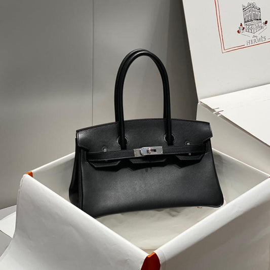HM Shoulder Birkin 29cm Black Swift Leather Silver Hardware