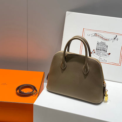 HM Bolide 25 Brown Pastel Epsom Leather Gold Hardware 237387