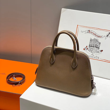 HM Bolide 25 Brown Pastel Epsom Leather Silver Hardware 237392