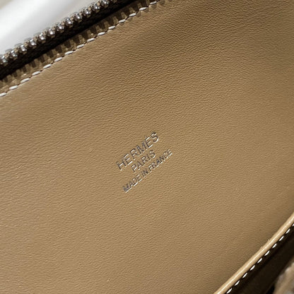 HM Bolide 25 Brown Pastel Epsom Leather Silver Hardware 237392