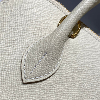 HM Bolide 25 White Epsom Leather Gold Hardware 237407
