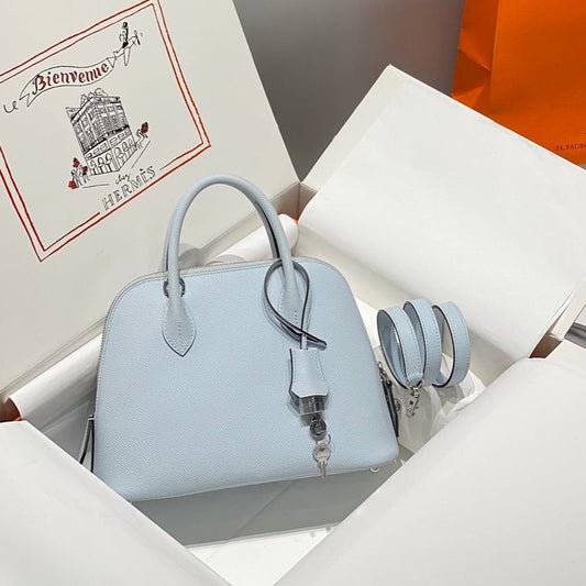 HM Bolide 25 Light Blue Epsom Leather Silver Hardware 237433