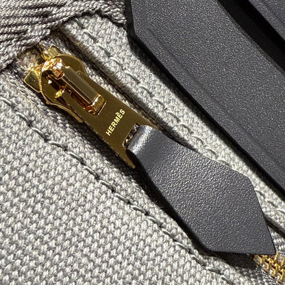 HM Mini Herbag Gold Buckle 20 Gray Canvas and Hunter Cowhide 243270