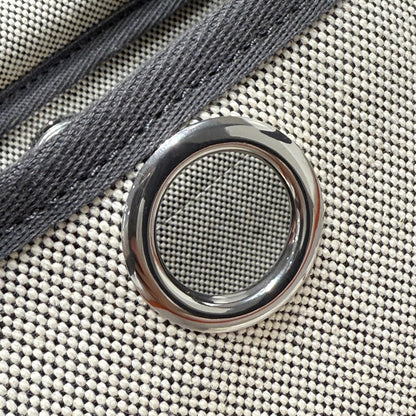 HM Mini Herbag Silver Buckle 20 Beige Grey Canvas and Hunter Cowhide 243290