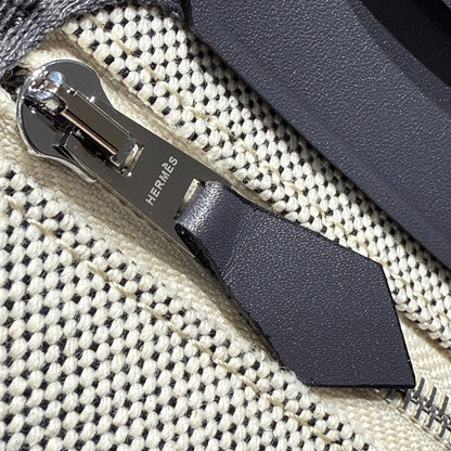 HM Mini Herbag Silver Buckle 20 Beige Grey Canvas and Hunter Cowhide 243290