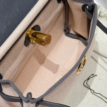 HM Mini Herbag Gold Buckle 20 Cream Canvas and Hunter Cowhide 243275